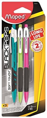 Lapiseira Black Peps Long Life 0.5 mm Cores Sortidas Blister X 3, Maped, 152, Azul/Verde/Rosa,  Pacote de 3