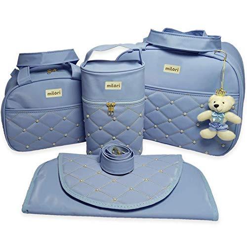 Kit com 4 Bolsas de Maternidade Pérola - Térmico Impermeável - Azul Bebê
