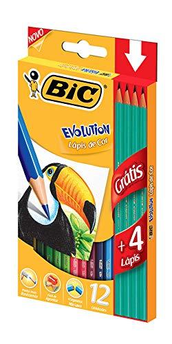 Lápis de Cor Evolution com 12 cores + 4 lápis Preto Evolution - 16 unidades