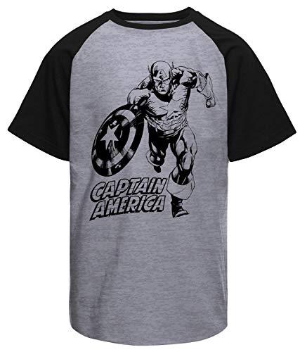 Camiseta masculina Capitão América mescla e preta raglan Live Comics tamanho:GG;cor:Cinza
