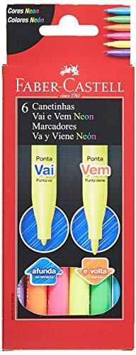 Caneta Hidrografica Vai E Vem 6cores Neon - Pacote com 12 Faber Castell, Multicor