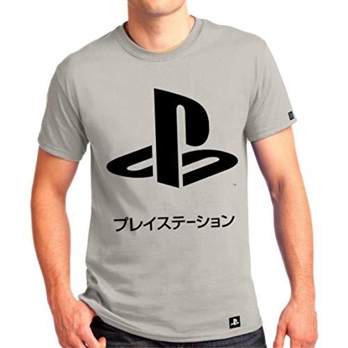 Camiseta Playstation Katakana / Cor Cinza / Gg Banana Geek Cinza