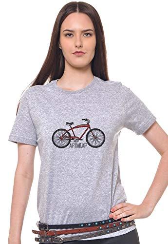 Camiseta Manga Curta Estampada Bike, Joss, Feminino, Cinza, Grande
