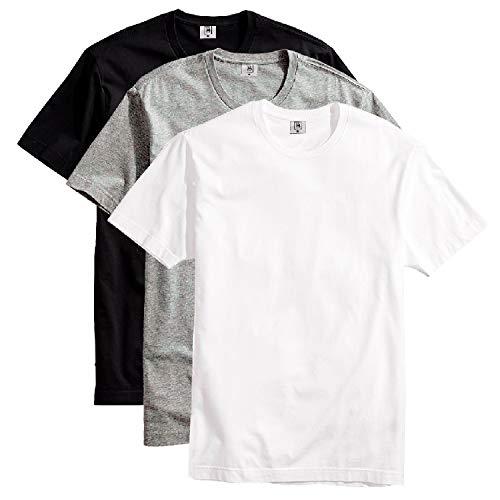 Kit com 3 Camisetas Masculina Básica Algodão Premium (Branco Cinza Preto, M)