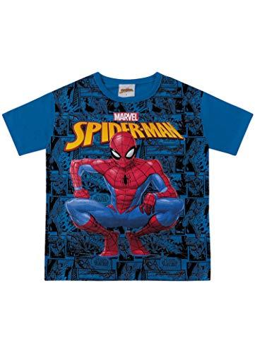Camiseta em Meia Malha Spider-Man, Fakini, Meninos, Azul Cobalto, 4