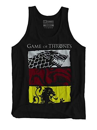 Regata masculina Game of Thrones Stark Lennister Targaryen preta Live Comics tamanho:G;cor:Preto