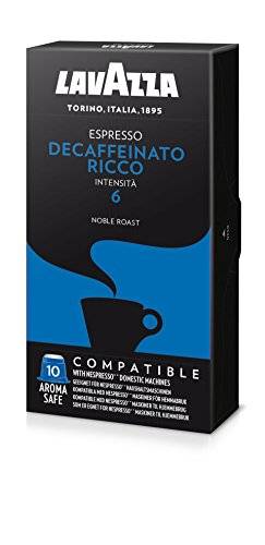 Café Espresso Decaffeinato Ricco Lavazza, Compatível com Nespresso, Contém 10 Cápsulas