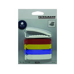 Conjunto 5 Clipes Para SAços de Plástico Fackelmann Branco/Azul/Vermelho Plastico