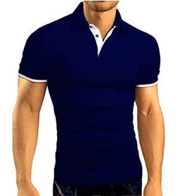Camisa Polo Slim Fit Masculina Camiseta Blusa Sofisticada (M, Azul Marinho)