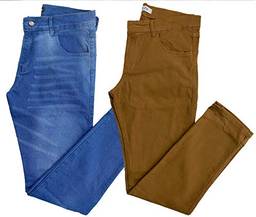 Kit 2 CalçAs Jeans, Sarja (Azul MéDio, Caramelo, 38)