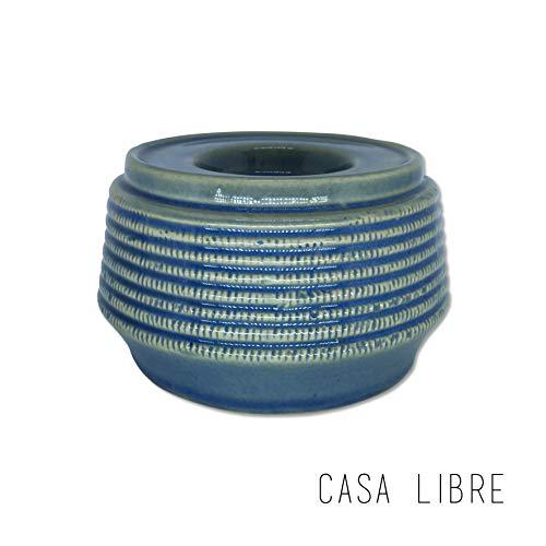 Tea Light Lydia Gr Em Ceramica Azul Casa Libre Azul Grande