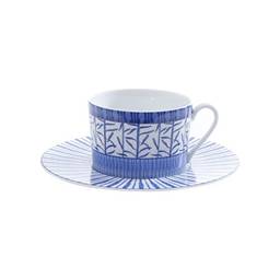 Jogo de 6 Xícaras de Chá com Pires de Porcelana Rojemac Azul