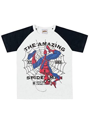 Camiseta Meia Malha Spider-Man, Fakini, Meninos, Branco/Preto, 8