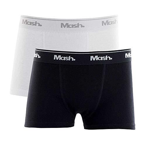 Mash Kit 2 Cuecas Boxer, Meninos, Preto/Branco, GG