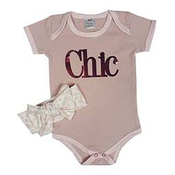 Body Bebê Chic + Turbante Rosa P