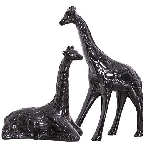 Casal De Girafas Deitada E Em Pé Ceramicas Pegorin Preto