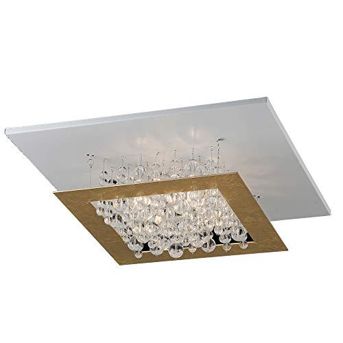 Plafon Aleo De Alumínio, Metal E Vidro Bella Iluminação Aleo No Voltagev Branco/Dourado/Transparente