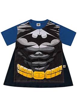 Camiseta com Capa Meia Malha Batman, Fakini, Meninos, Azul Escuro, 8