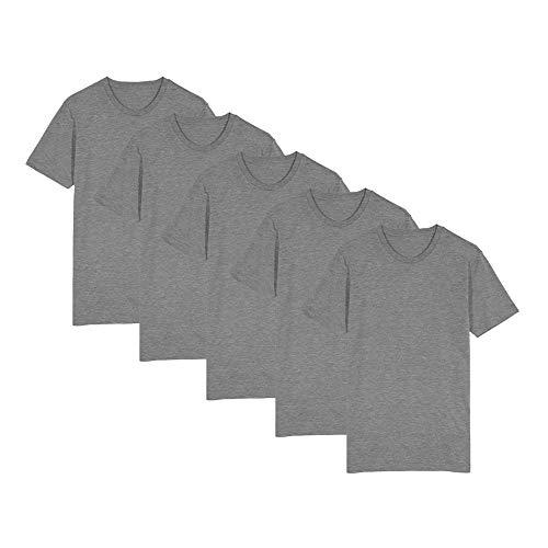 Kit Camiseta Lisa c/ 5 Peças Básicas Premium 100% Algodão Tamanho:M;Cor:Cinza;Gênero:Homem