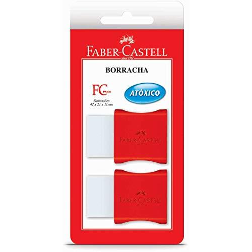 Faber Castell - Borracha Branca Fc Max Pequena Plastica Vermelha - Cartela com 2 Unidades