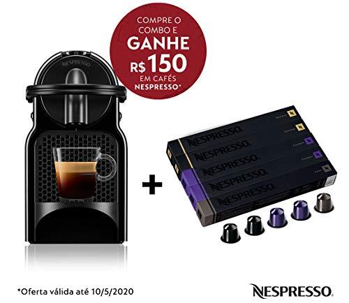 Cafeteira Nespresso Inissia Preta 220V e Seleção Intensos 50 cápsulas de café