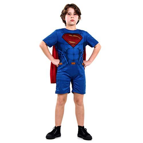 Super Homem Curto Infantil Sulamericana Fantasias Azul/Vermelho G 10/12 Anos