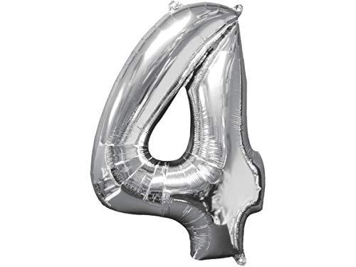 Balão Metalizado Midshape Numero 4 Prata Pack Regina Prata