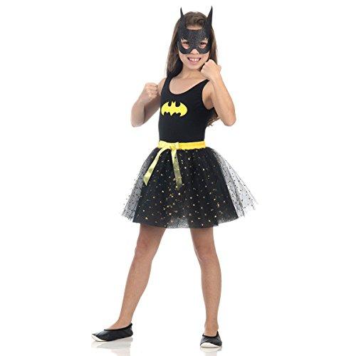 Fantasia Bat Girl Dress Up Infantil Sulamericana Fantasias Preto/Amarelo P 3/4 Anos