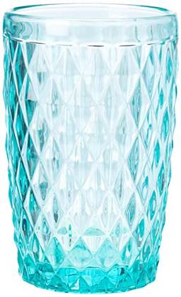 Conjunto 6 Copos Altos de Vidro Bico de Abacaxi Lyor Azul Tiffany 330Ml