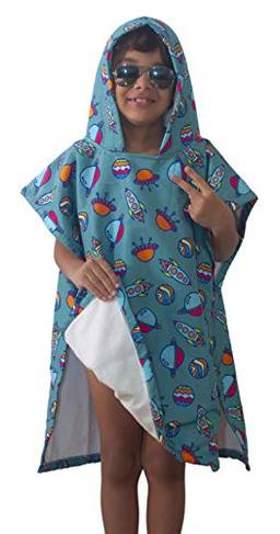 Roupão tactel-espaço verde (2-5 anos) toalha poncho
