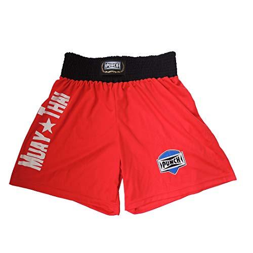 Shorts Muay Thai Com Silk Port. - Extra Grande Punch Unissex G Vermelho Com Branco