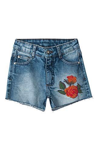 Shorts Jeans Bordado, Carinhoso, Meninas, Azul, 8