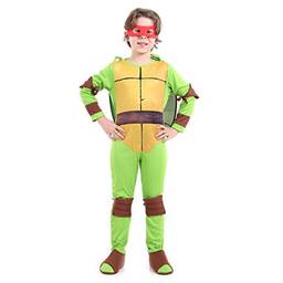 Tartaruga Ninja Raphael Luxo Infantil Sulamericana Fantasias Verde/Marrom/Bege G 10/12 Anos