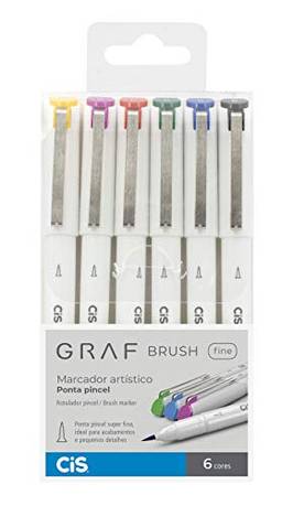 Marcador Artístico Ponta Pincel, CiS, Graf Brush Fine, 59.9500, 6 Cores
