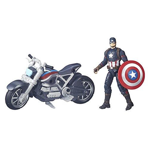 Avengers Boneco Colecionável Marvel Legends Captain America 3.75 Inch e Veículo Azul/Vermelho