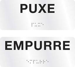 Kit Contendo Placas Aluminio Braille - Puxe/Empurre, SINALIZE, 800AF, Prata