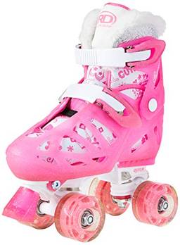 Roller Derby Patins Quad Roller Star Princess Infantil, tamanho ajustável 32-36, Rosa