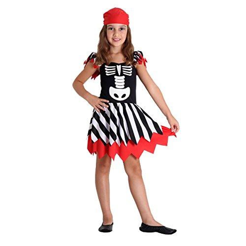 Pirata Esqueleto Feminino Infantil 23906-M Sulamericana Fantasias M 6/8 Anos