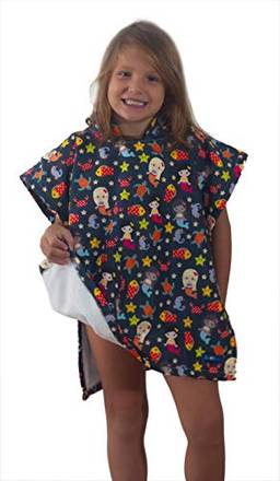 Roupão tactel-sereiando (2-5 anos) toalha poncho