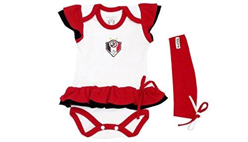 Body Vestido com Tiara Joinville, Rêve D'or Sport, Bebê Menina, Branco/Vermelho/Preto, P