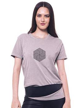 Camiseta Estampada Flor Geométrica, Joss, Feminino, Cinza, P