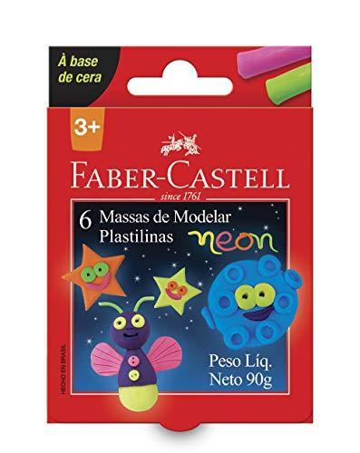 Massa de Modelar Base Cera 6 Cores Neon, Faber-Castell, 22.0306NEON, Multicor