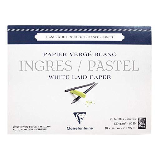 CLAIREFONTAINE Papel para Pastel Ingres A5+ 25 Folhas, Branco