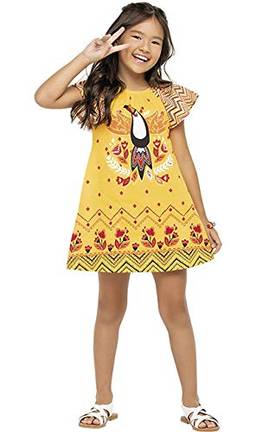 Vestido Curto Tucano com estampa Geométrica, Nanai, Meninas, Amarelo, 14
