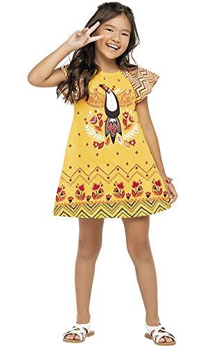 Vestido Curto Tucano com estampa Geométrica, Nanai, Meninas, Amarelo, 14