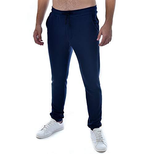 Calça de Moletom Masculina Skinny (Azul Marinho, GG)