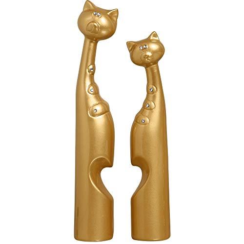 Escultura Casal Gato Coração Ceramicas Pegorin Dourado No Voltagev