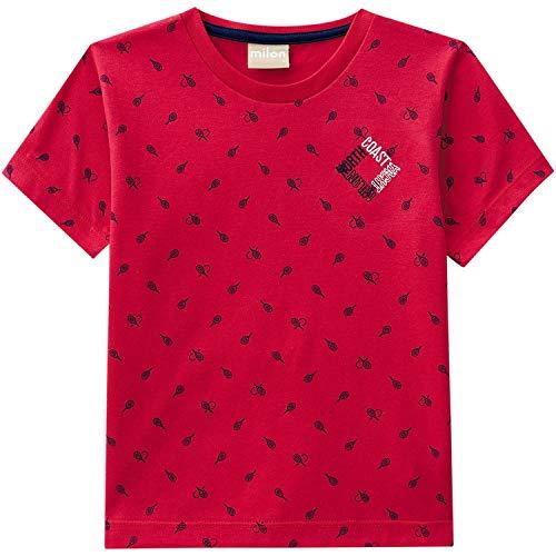 Camiseta Manga Curta, Meninos, Milon, Vermelho, 12