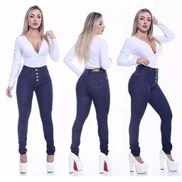 Calça Jeans Feminina Skinny Cintura Alta (36, Azul)