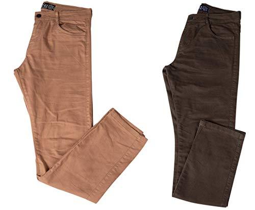 Kit com Duas Calças Masculinas Jeans e Sarja com Lycra (Bege e Verde, 46)